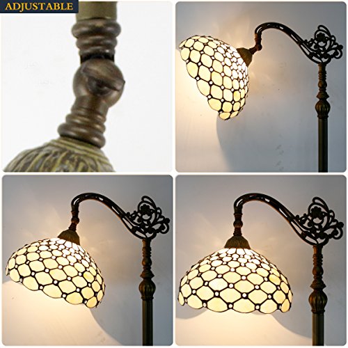 Image of WERFACTORY Tiffany Floor Lamp Cream Amber Stained Glass Bead Arched Lamp