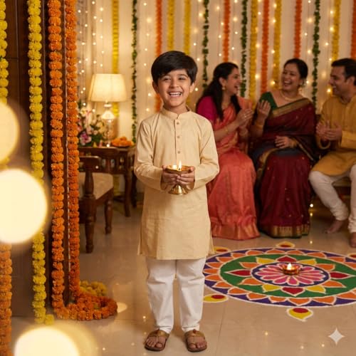Image of Chandrakala Kids Kurta Set for Boys Indian Ethnic Wear (KK117-P)