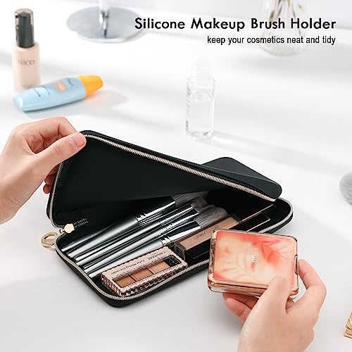 FVION Makeup Bag for Travel Large Silicone Cosmetic Bag, Make Up Brushes Holder Case, Portable Makeup Organiser for Women Girls (Black) - Image 4