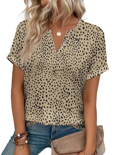 Image of WIHOLL Womens Blouses Spring Tops Short Sleeve Shirts Dressy Casual Summer Vacation Fashion Clothing 2026