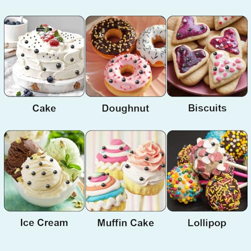 OSDUE Schwarz Streusel,130g Essbare Schwarz Zuckerperlen Perle Zucker in Mischgrößen Backkuchen Cupcake Topper Cookie-Dekorationen für Valentinstag Geburtstage Weihnachte