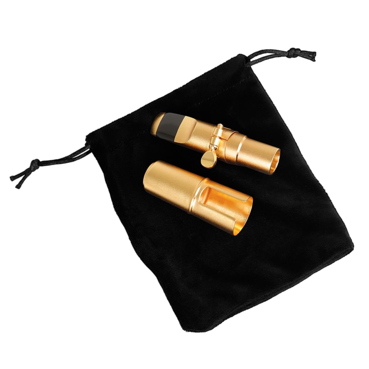 FAVOMOTO Saxophone Mouthpiece Kit Brushed Gold Metal Alto Saxophone Flute Head Sax Set for Professional Players