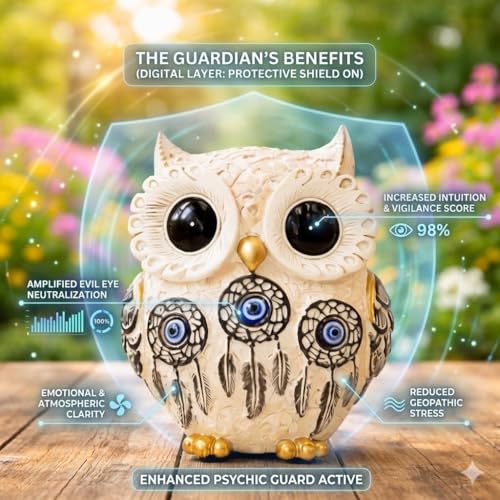 Image of Evil Eye Owl Statue for Good Luck l Feng Shui & Vastu II Evil Eye II Showpiece for Home Decor