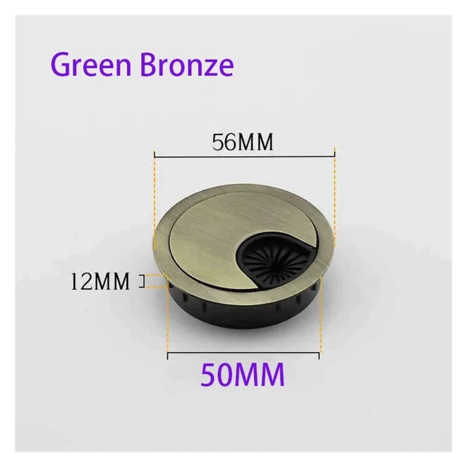 1/2/4/8 szt. blacha na biurko ze stopu cynku 50/53/60/80 mm osłona na kabel do organizera (50 mm zielony brąz, 4 szt.)