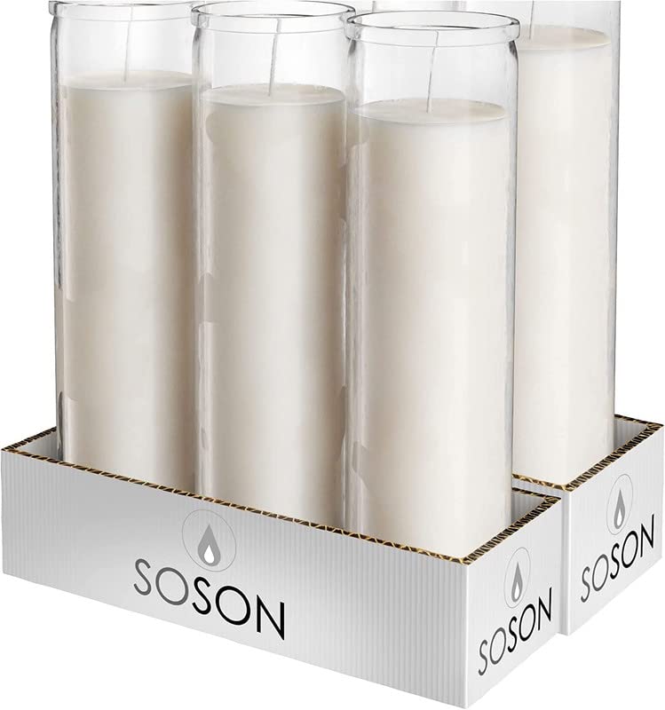 Simply Soson Citronella Candle - Citronella Scented Devotional Glass Jar Candles Ivory - 2x8 inch - 6 Pack - Outside Candles for Garden Yard Balcony, Summer Camping