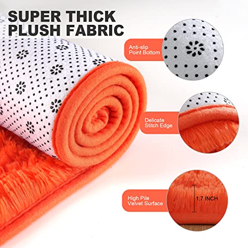 Comeet Super Soft Bedroom Rug Fluffy Carpets, 4 X 6 Feet, Orange Shaggy Area Rug For Living Room Bedroom Baby Room, Non-Slip Indoor Room Carpet For Kids Boys Girls Teen Nursery Dorm Home Decor #TOP3
