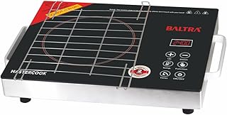 BALTRA Mastercook Infrared Induction Cooktop 2400W with Grill Rack, Infrared Glass Top, Digital Touch Control, Auto-Off Safety, 3 Cooking Modes, Infrared Hot Plate, Works with All Cookware