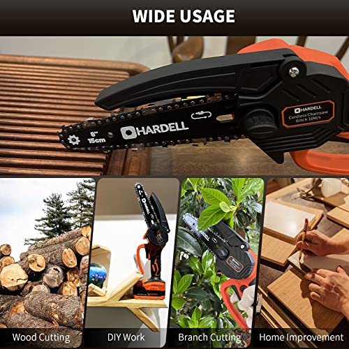 Hardell Mini Chainsaw 6 Inch Cordless, Handheld Portable Electric Chainsaw With Security Lock, 21V Small Power Chain Saws Battery Powered For Tree Trimming Wood Cutting Branch(2 Batteries 2 Chains) #TOP6