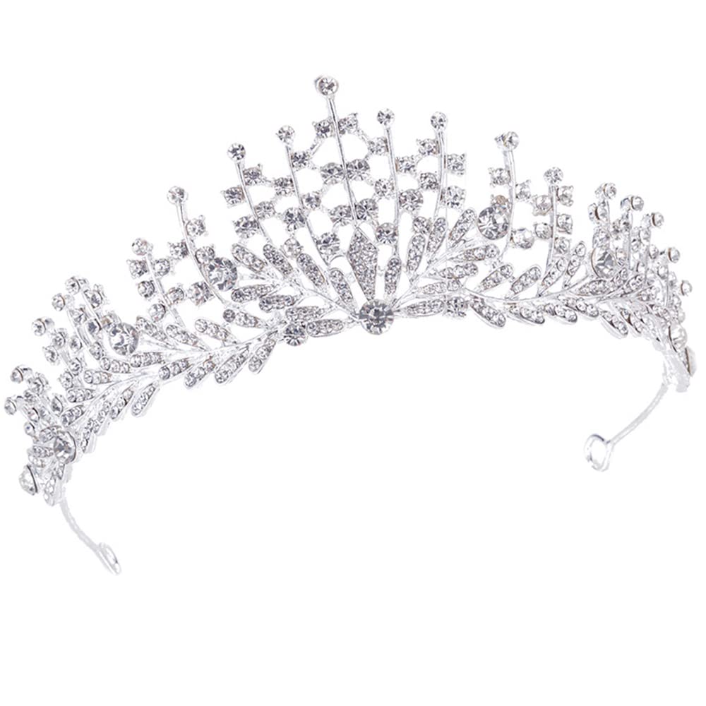 Corona Tiara, Corona Principessa, Cerchietto Sposa, Capelli Corona Fascia, per Ragazze e Donne, Matrimonio, Corona Nuziale, Balli, Spettacoli, Principesse, Feste di compleanno, Natale (argento)