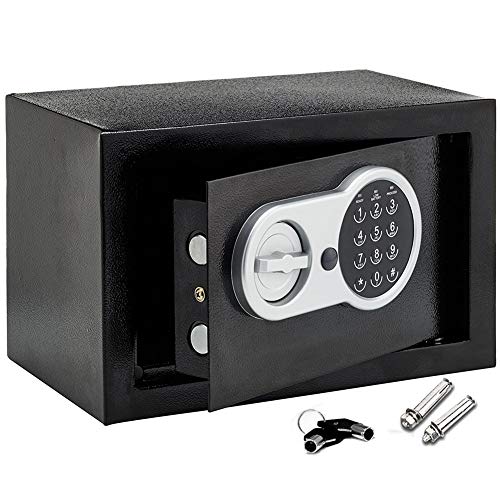 Bakaji Digitaler Wandtresor 30 x 20 x 20 cm Elektronische Sicherheitskasten Haus Hotel Safe + 4 x AA Batterien und Notschlüssel Farbe Schwarz Cover