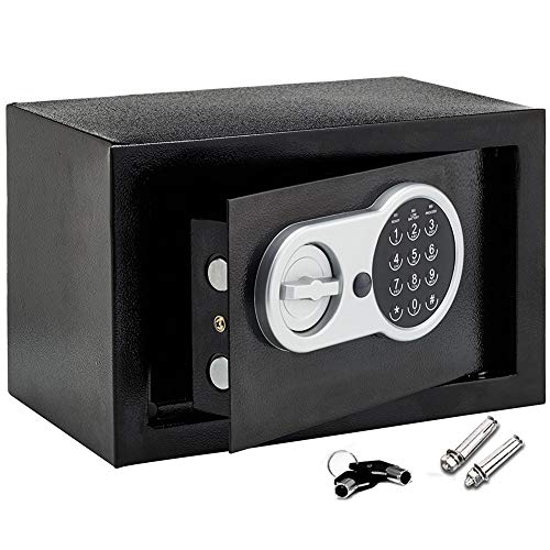 Bakaji Cassaforte a Muro Numerica Digitale 31 x 20 x 20 cm Cassetta di Sicurezza Elettronica Casa Albergo Hotel Safe + 4 x AA Batterie e Chiavi di Emergenza (Nero)