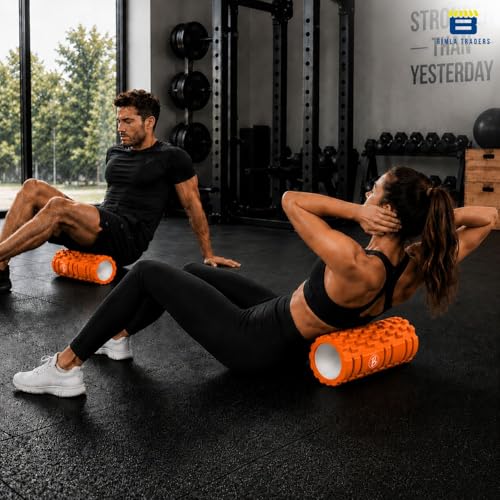 Image of Btag Foam Roller for Gym & Home Workout - Deep Tissue Muscle Massager for Back Pain, Neck & Knee Relief | Yoga, Stretching & Recovery Tool 33 cm (Orange)