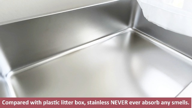 Stainless Steel Cat Litter Box, 23.6"x15.8"x8" XXL Stainless Steel Litter Box 8 inch Deep, Extra Large Metal Litterbox for Big Cats, Non Stick Surface, Easy to Clean, High Sided - image 8