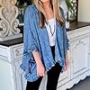 Women's Ruffle Hem Denim Kimono Cardigan Open Fron... #4