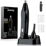 Rechargeable Nose and Ear Hair Trimmer for Men Women，2025 Professional Painless Eyebrow & Facial Hair Trimmer with Replaceable Stainless Steel Dual Edge Blades&comma; Black