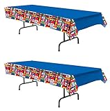 Beistle International Flag Tablecovers, Rectangular – Plastic Table Cloth, Around The World, Multicultural Travel Themed Party Decorations, International World Flags, 54' x 108', Multicolored, 2 Piece
