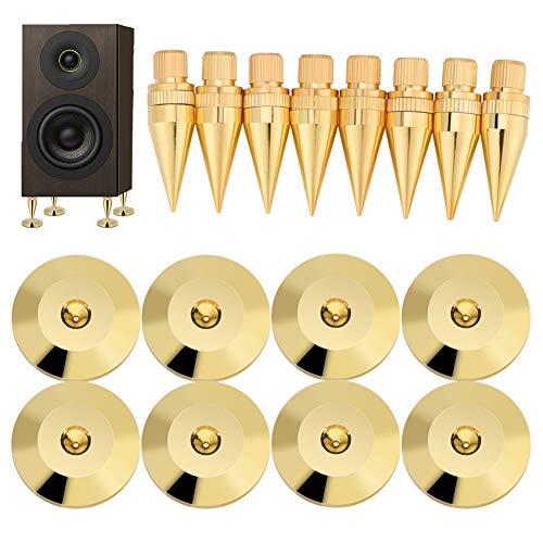 DEWIN Speaker Spike - Speaker Spike Pad Copper Speaker Spike Isolation Stand with Base Pad Feet Mat 8 works 6 x 36MM