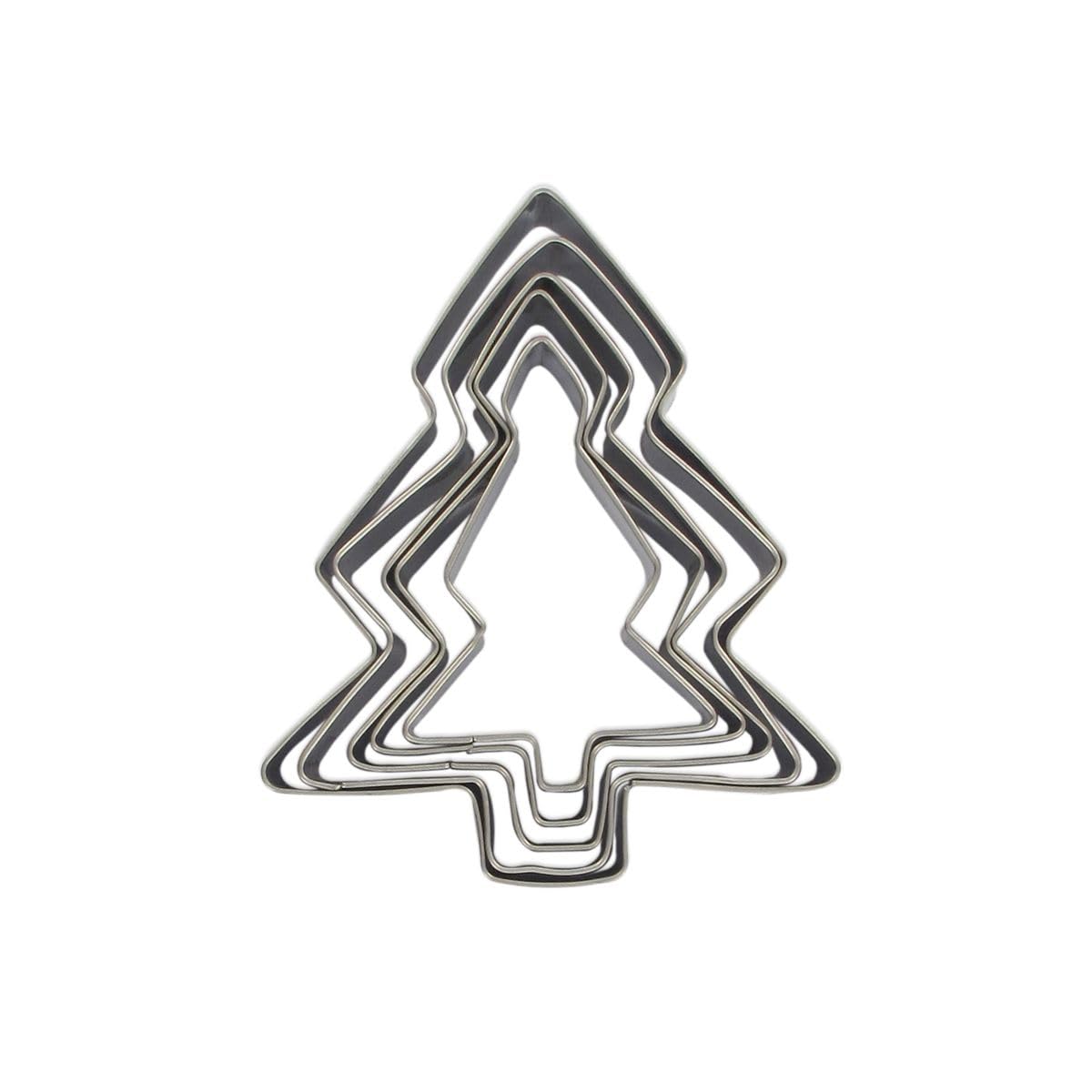 Zenker 44814 Set de 5 emporte-​pièces de Noël en Forme de Sapin, emporte-​pièces Sapin de Noël, emporte-​pièce, Acier Inoxydable, Argent, 11 x 9,​5 cm