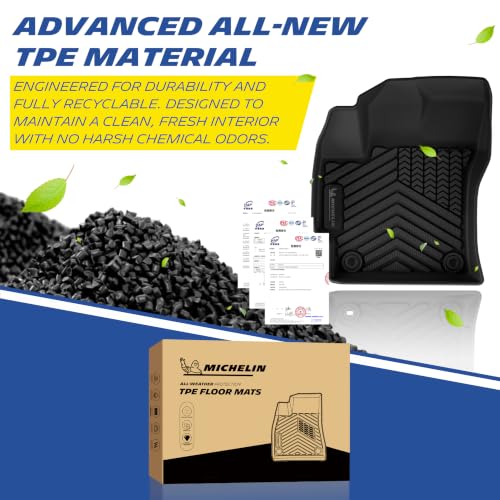 Image of Michelin Vehicle Mats for 2020-2026 Toyota Corolla Sedan (3 Piece) | Not for Cross or Hatchback, All-Weather TPE Custom Fit Liner, Premier