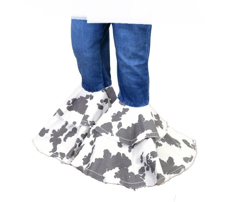 Cowgirl Hardware Infant/Toddler Girls Cowprint Ruffle Bell Bottom Jean2