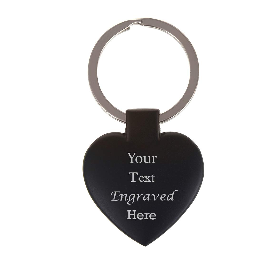 Sales-to-you Personalised Engraved Keyring Key Chains Enter Own Custom Text Engravings (Black Heart)