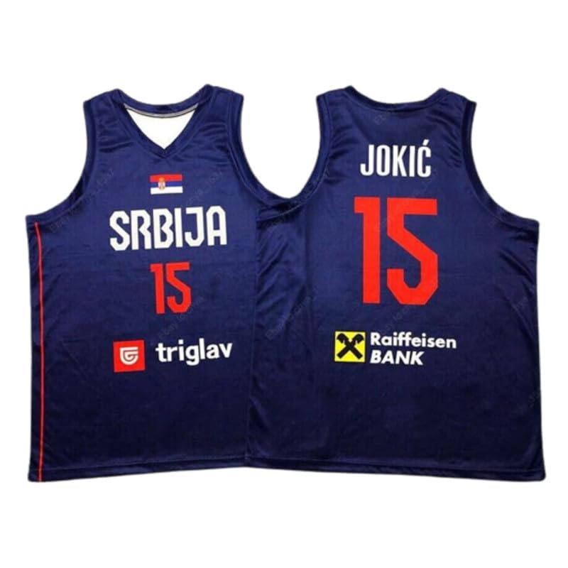 EU Basket Serbia jokia Jersey Sewn Blue
