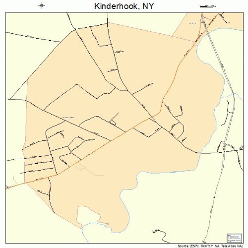 Large Street & Road Map of Kinderhook, New York NY Printed poster