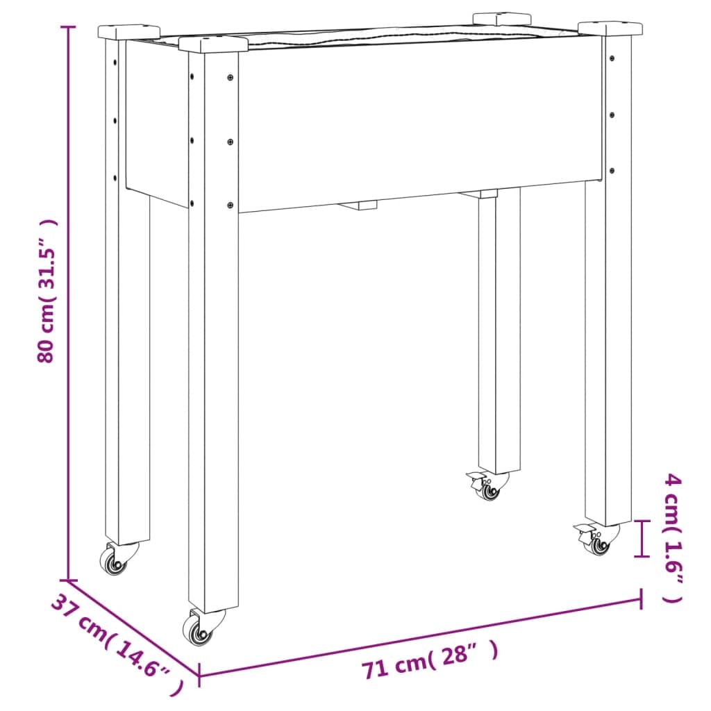 Gartenregal Kräuterbeet Pflanztisch Balkonschrank Pflanzkübel mit Einsatz und Rollen Grau 71x37x80 cm Tannenholz Ideale Lösung für platzsparendes Gärtnern und gesunde Pflanzen