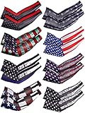 8 Pairs Arm Sleeves for Men or Women Compression Cooling Ice Silk UV Sun Protection Arm Sleeves Sports Protection Tattoo Cover Sleeves American Independence Day American Flag Sleeves