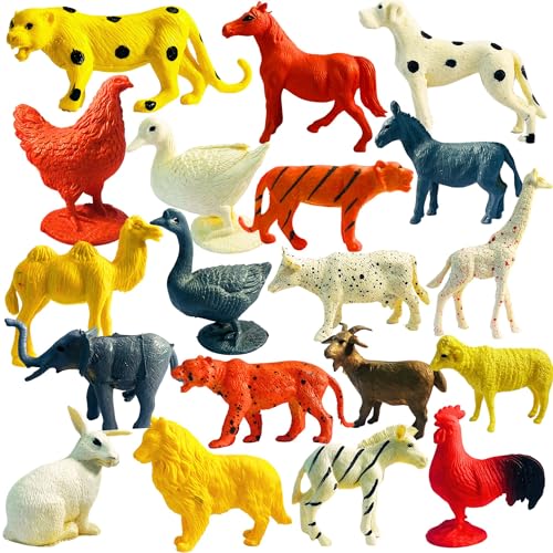Image of PVC Forest Animal Figure Toy Set 20Pc MID Size Combo Unique Farm & Jungle Animal Figure Play Set Birthday Gifts Learning Educational Animal Toyset for Kids 3+ Made in India Unbreakable