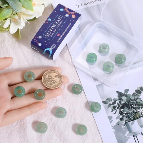 SUNNYCLUE 1 Box 16Pcs Green Aventurine Large Hole Beads 6mm Natural Stone European Bead Bulk Round Gemstone Rondelle Loose Spacer Beads for Bracelets jewellery Making DIY Necklace Earrings Beginner - Image 3