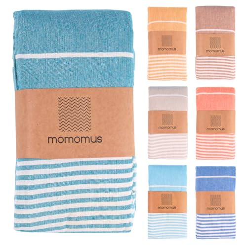MOMOMUS Extra Large Turkish Beach Towel Style – Made of 100% Cotton for Sand-Free Comfort | Oversized Beach Towel – Sandproof Beach Blanket – Big Beach Mat - Outdoor Picnic (Sea Green, 83x94 in)
