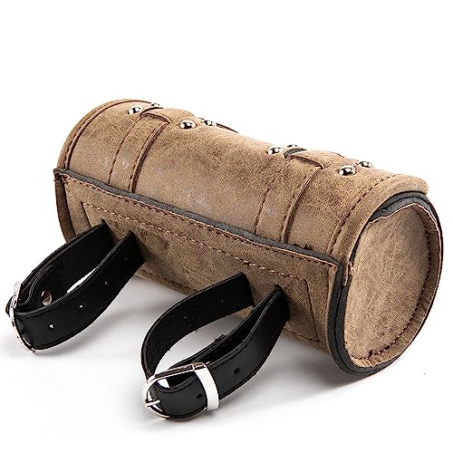 Alforja mini para motocicleta, bolsa para horquilla de 8,26 pulgadas, hecha de cuero sintético PU, bolsa para herramientas en manillar para motocicleta, bicicleta eléctrica y bicicleta (Estilo B) miniatura 2