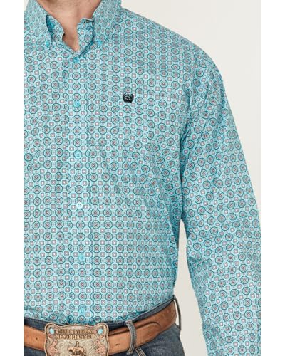Cinch Western Shirt Mens L/S Circles Print Turquoise MTW11059022