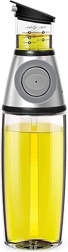 Aminno Dispensador de aceite de medición, dispensador de vinagre de aceite de vidrio con marcas de medición, controla fácilmente la ingesta de