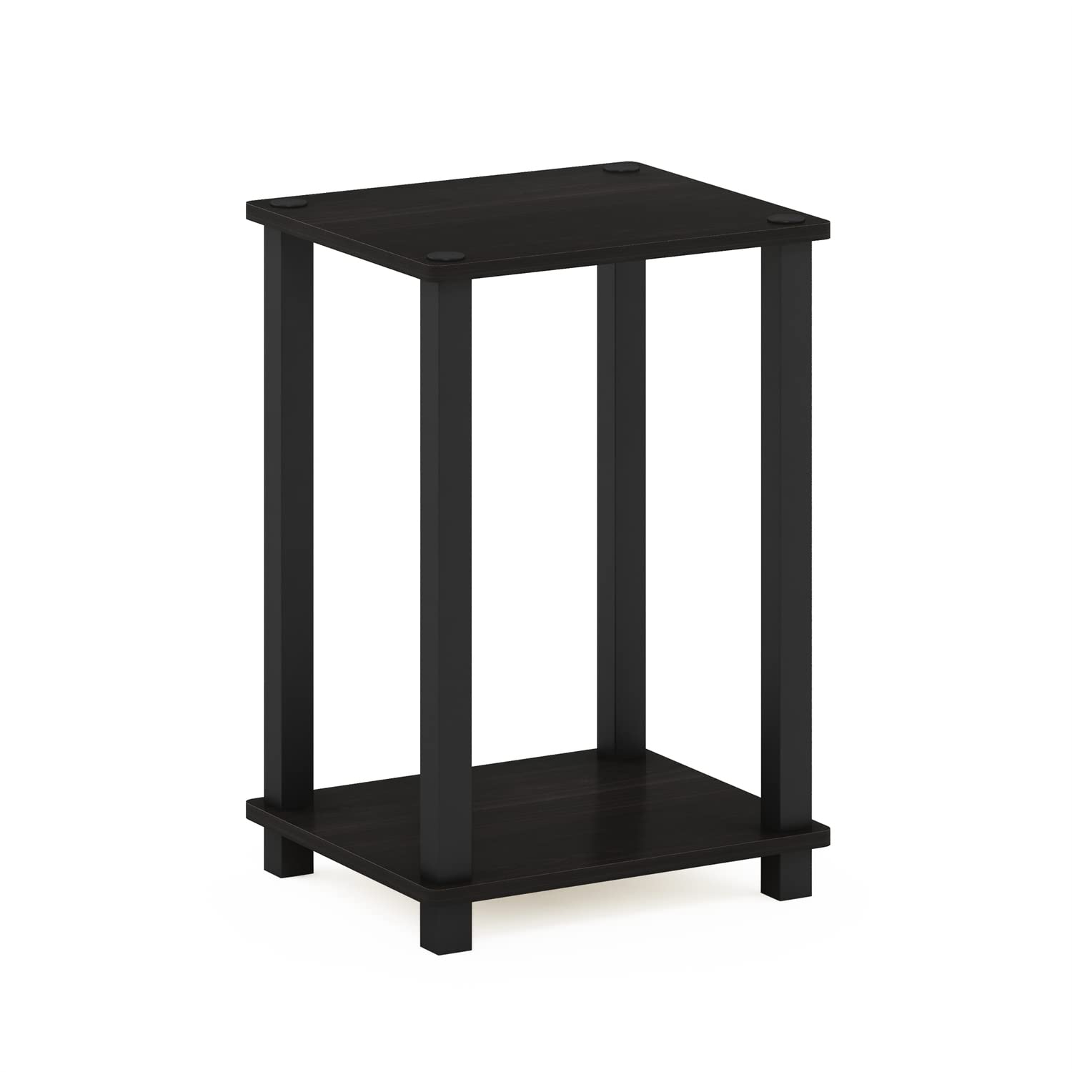Furinno SIMPLISTIC Night Stand, 2-Tier Compact Nightstand with Open Shelf, Toolless Small Bedside Table, End Table, Side Table, for Bedroom, Living Room, Black Espresso