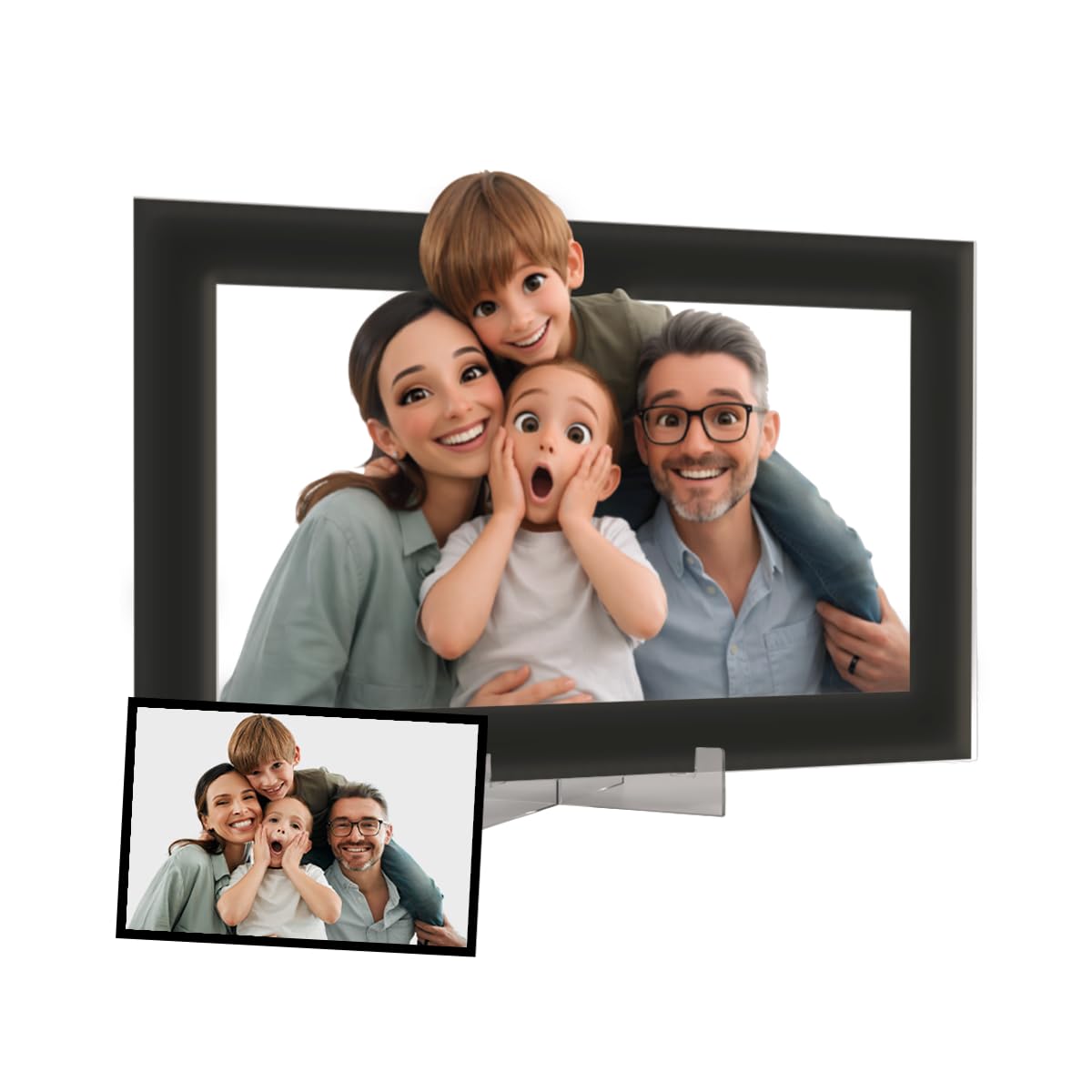DEREGALOOS Marco Personalizado con Foto Estilo Animación 3D. Cuadro Artístico para Día de la Madre, Dia del Padre. Foto con Arte de Película. Regalo Original para Pareja, Familia — view 3