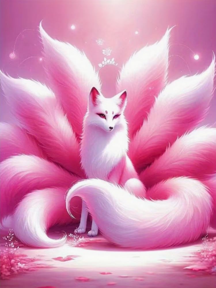 Brennora Embroidery Cross-Stitch Kits for Adults Beginners Pre Printed Cross Stitch Kit 11CT Needlework Arts and Crafts for Home Decor Nine-Tailed Fox 16x20 inch
