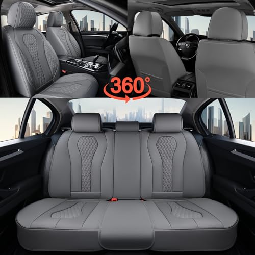 Image of Coverado Car Seat Covers, Gray Seat Covers Full Set, Auto Seat Cover 5 Seats, Car Seat Cushion, Car Seat Covers Front Seats Back Seat Covers, Seat Cover Car Seat Protector Universal Fit Most Cars