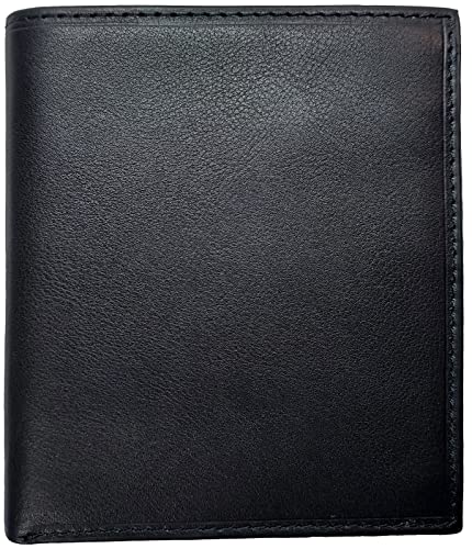 BiFold RFID Leather Men's Businessman's Wallet With ID Window, 13 Credit Card Slots, 2 Hidden Pockets, Divided Currency Compartment & Key Holder P51225 (Black)3