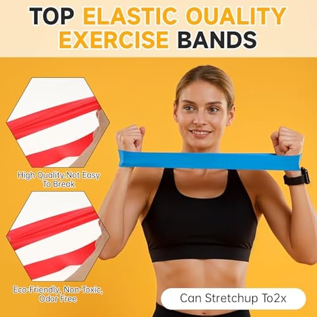 Resistance Bands for Working Out, Exercise Bands with 5 Resistance Levels, Elastic Stretch Band for Yoga Pilates Strength Training, Workout Band for Women and Men
