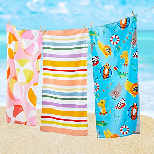Sun Sprouts 100% Cotton Beach Towel Pattern For Kids & Toddler. Bath, Pool, Camping, Travel Towel For Boys & Girls. 30” X 60” Quick-Dry & Super Absorbent Beach Blanket (30"X60", Colorful Stripes) #TOP3