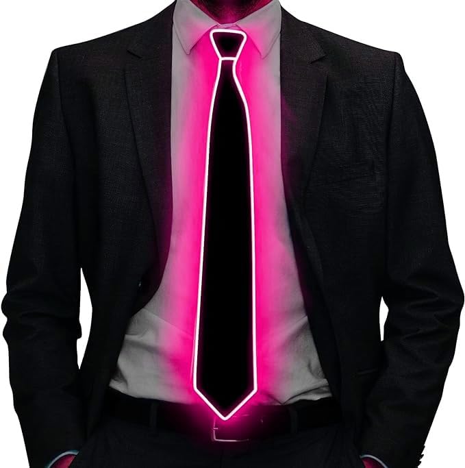 SHANJIALight Up Tie, LED Tie,Neon LED Tie Adjustable Flashing LED Light Up Tie Cool Novelty Tie for Party