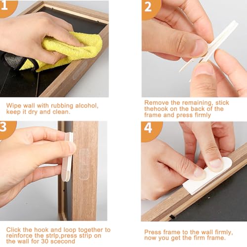 Image of Hook and Loop Double Sided Tape, Command Poster Strips,Large Picture Hanging Strips Heavy Duty, Large Putty, Self Sticky Adhesive Fasteners for Window Fixing, Photo Frames and DIY(48PCS)