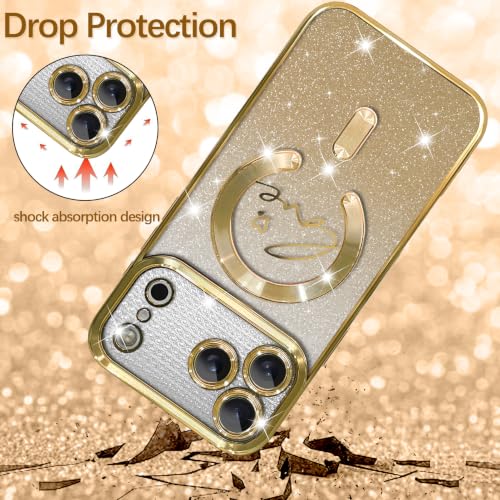 Image of ZIYE Magnetic Case Designed for iPhone 18 Pro Max Max Glitter Case -Gold