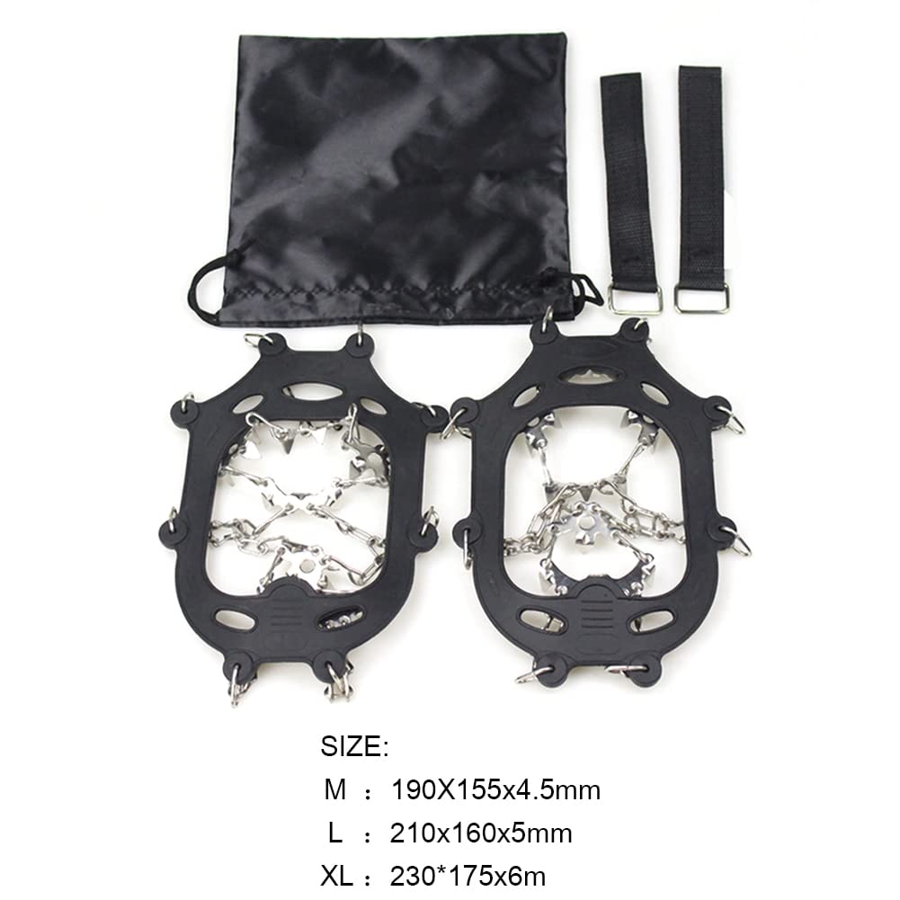 Crampons de Glace 2pcs 23 Dents en Acier Inoxydable Griffe de Glace Anti-dérapoir Crampons Gripper en Acier Inoxydable poignées antidérapantes (Color : Black M)