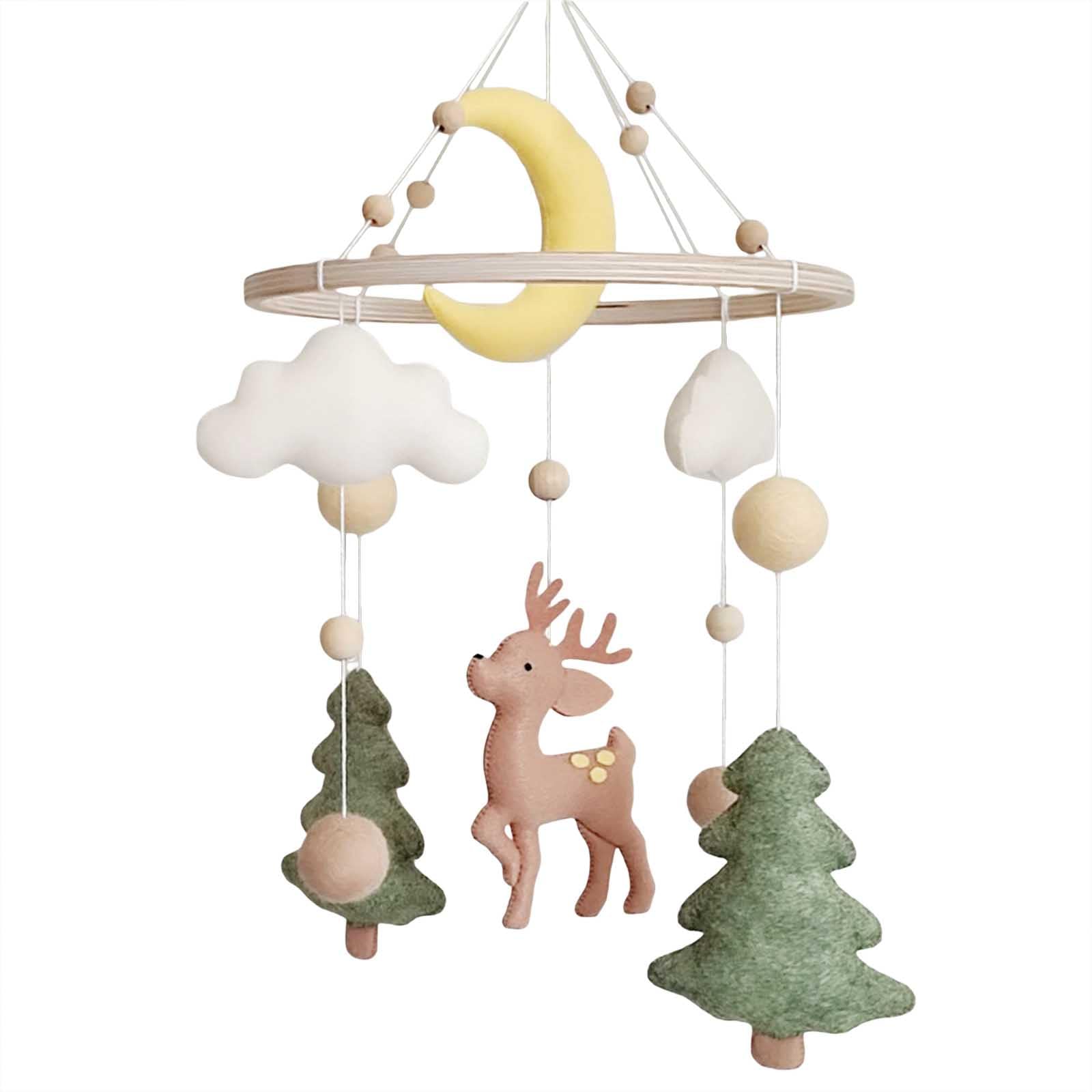 Baby Mobile Baby Windspiele, Hirsch Wald Thema Babybett Mobile aus Filz, Hängende Bettglocke Neugeborene Geschenk für Baby Mädchen Jungen