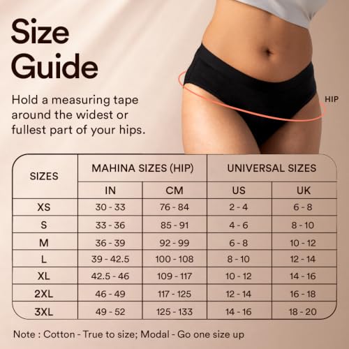 Image of Mahina Cotton Period Underwear - Black | High-Rise | Leak-Proof 12Hr | Reusable 100 Washes | No Pads Needed | Lab Tested | Women & Girls