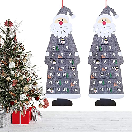 Calendario-DellAvvento-Babbo-Natale-Calendario-dellAvvento-in-feltro-Calendario-Conto-Alla-Rovescia-in-Feltro-Natale-Calendari-DellAvvento-Natale-in-Tessuto-per-Natale-Grigio
