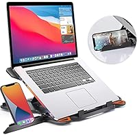 STRIFF Laptop Stand Adjustable Laptop Computer Stand Multi-Angle Stand Phone Stand Portable Foldable Laptop Riser Notebook Holder Stand Compatible for 9 to 15.6” Laptops Black(Black)